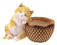 GATTO CON CESTINO IN RESINA