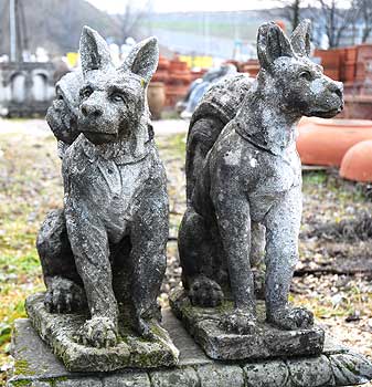 Coppia di cani in pietra